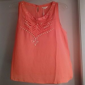 Orange beaded dress blouse